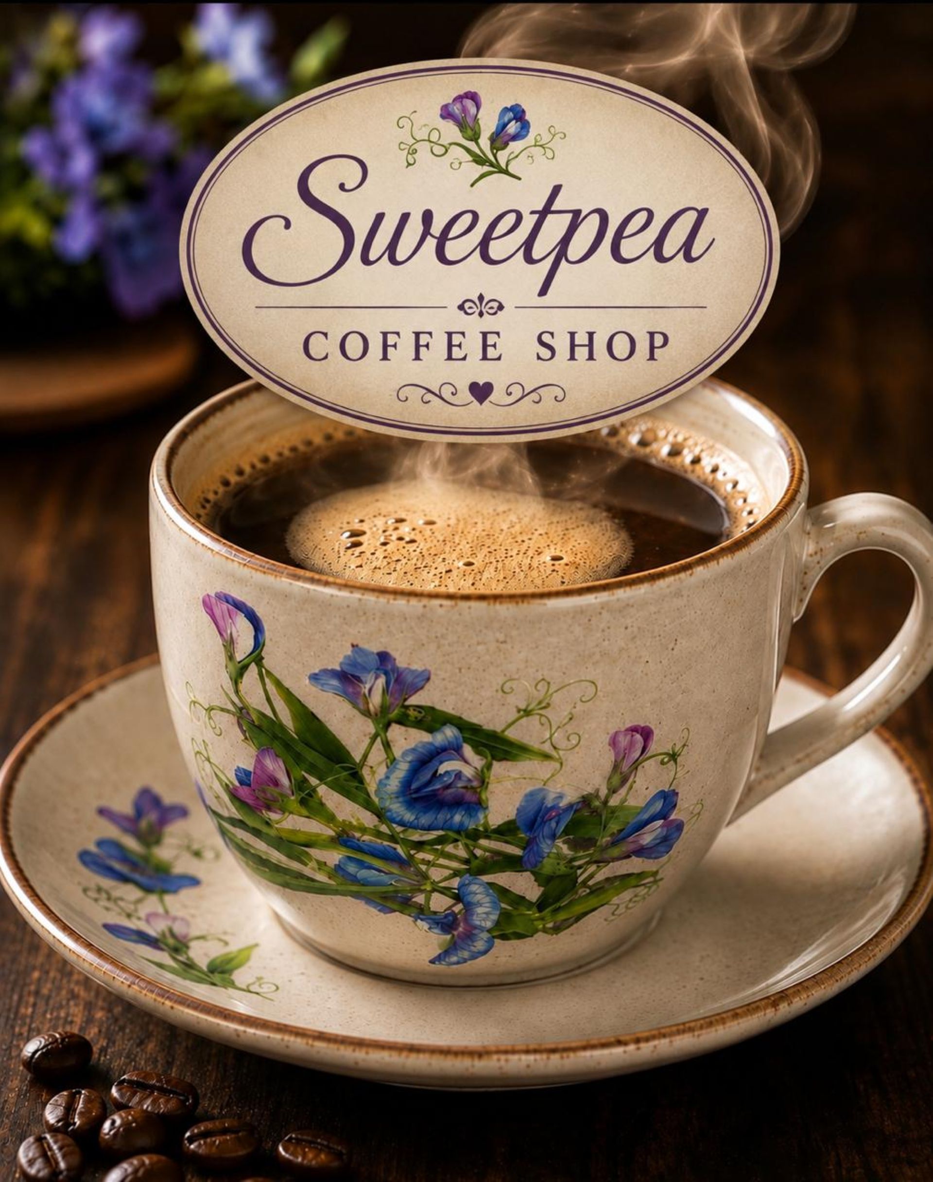 sweetpea coffee shop logo